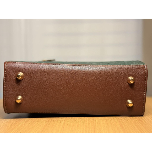 Dark Forest Green Sunflower Embossed Tooled Artisan LEATHER Crossbody Bag Purse - Picture 15 of 16